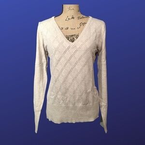 H & M Pullover V-neck sweater, SPRING SUMMER, Oatmeal BEIGE, Women’s Large